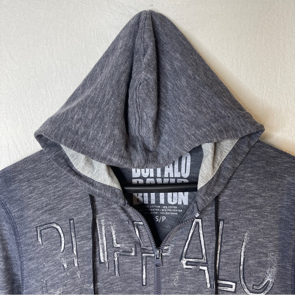 Buffalo David Bitton Nagardo Gray Knit Zip-Up Hoodie Sweater Small